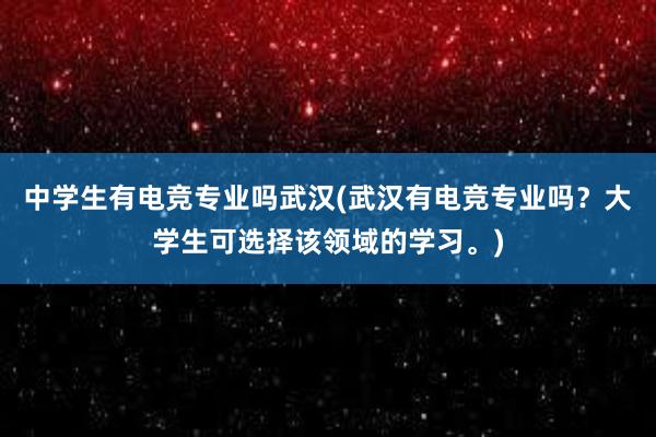 中学生有电竞专业吗武汉(武汉有电竞专业吗？大学生可选择该领域的学习。)