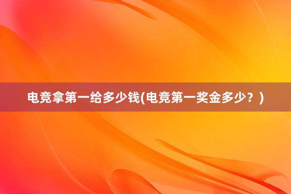 电竞拿第一给多少钱(电竞第一奖金多少？)