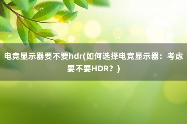 电竞显示器要不要hdr(如何选择电竞显示器：考虑要不要HDR？)