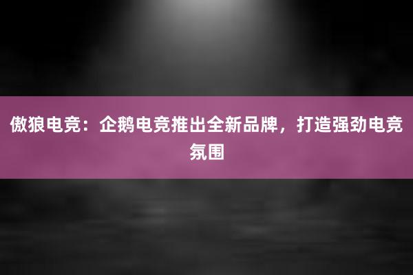 傲狼电竞：企鹅电竞推出全新品牌，打造强劲电竞氛围