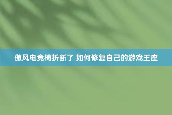 傲风电竞椅折断了 如何修复自己的游戏王座