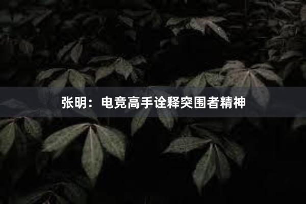 张明：电竞高手诠释突围者精神