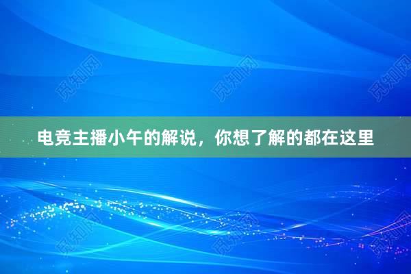 电竞主播小午的解说，你想了解的都在这里