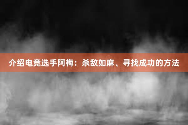 介绍电竞选手阿梅：杀敌如麻、寻找成功的方法