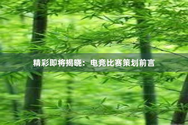 精彩即将揭晓：电竞比赛策划前言