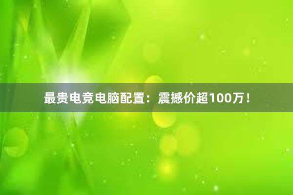 最贵电竞电脑配置：震撼价超100万！