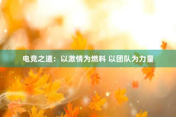 电竞之道：以激情为燃料 以团队为力量