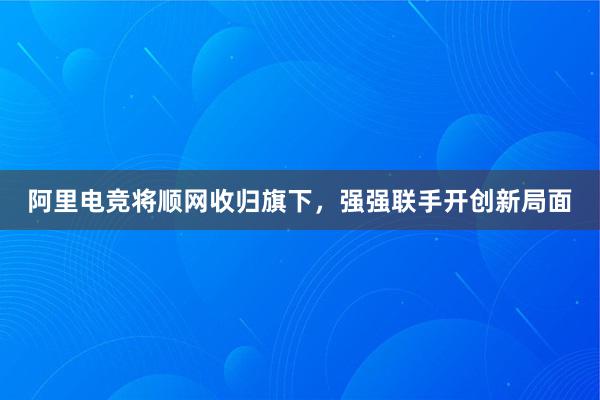 阿里电竞将顺网收归旗下，强强联手开创新局面